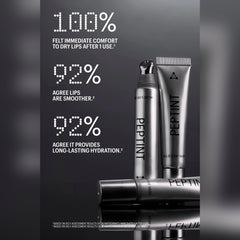 Allies of Skin Peptint lip treatment tubes with results showing immediate comfort smoother lips and lasting hydration 3