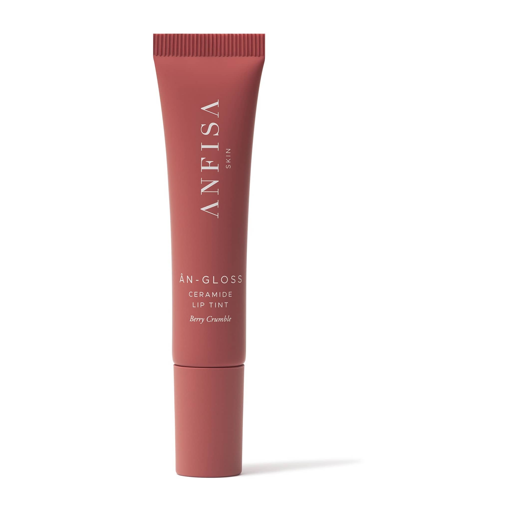 Anfisa Skin AN-Gloss Ceramide Lip Tint tube in Berry Crumble dusty rose mauve shade on white background 1