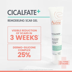 Avène Cicalfate+ Remodeling Scar Gel with 25% dermo-silicone complex for visible scar reduction in 3 weeks