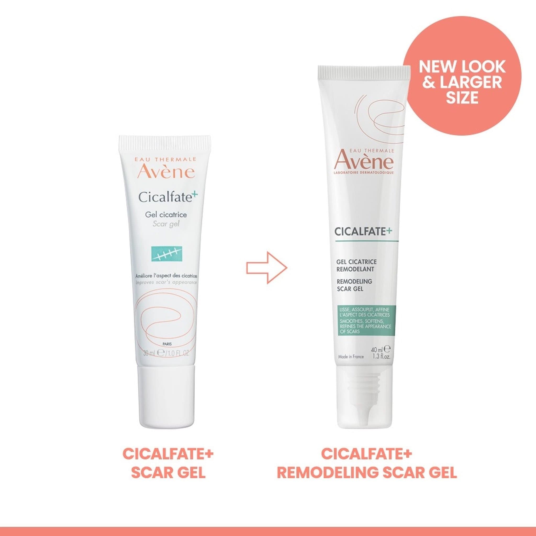Avène Cicalfate+ Remodeling Scar Gel new look and larger size 40ml compared to original 30ml scar gel