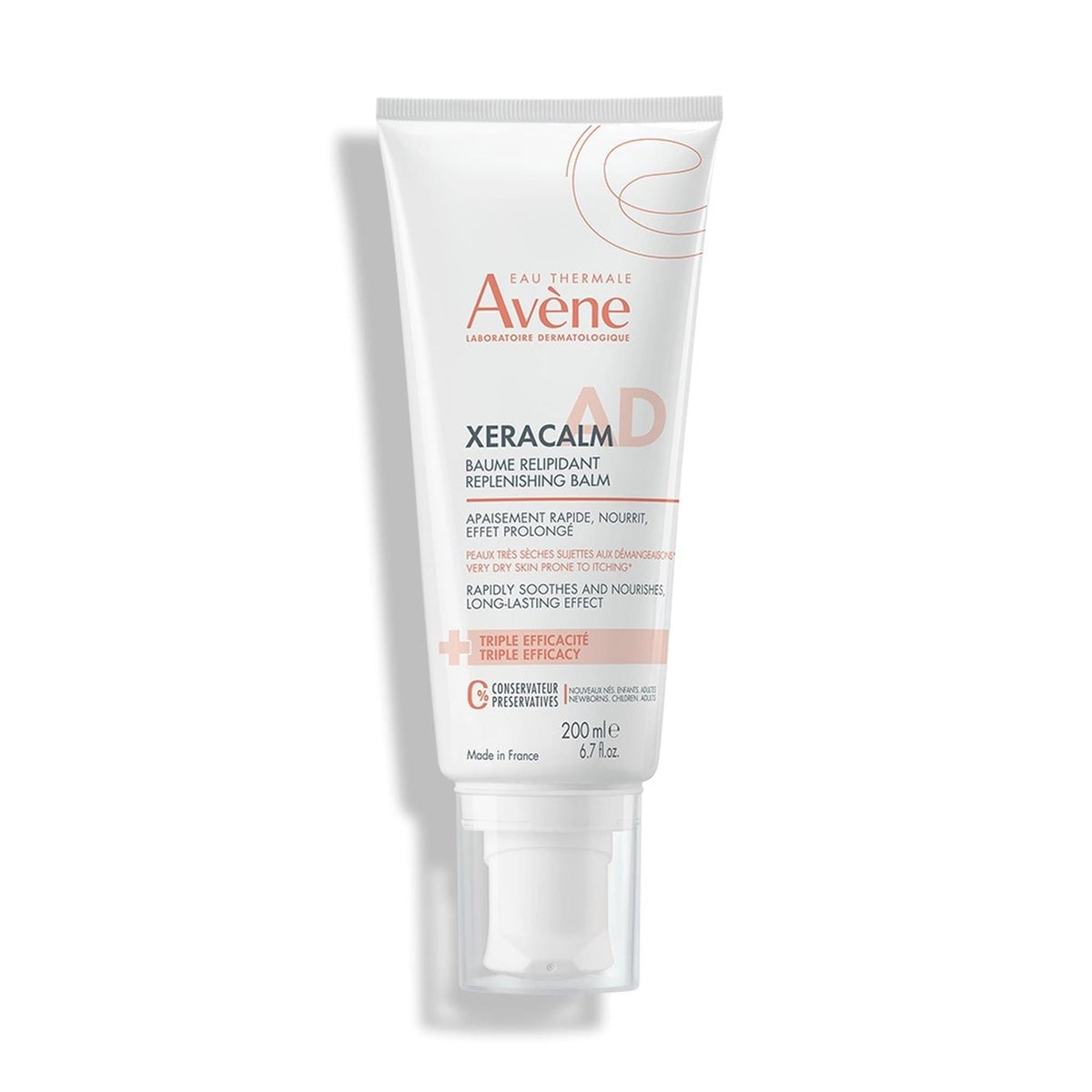 Avène XeraCalm AD Replenishing Balm 200ml tube for very dry itchy skin rapidly soothes and nourishes preservative-free