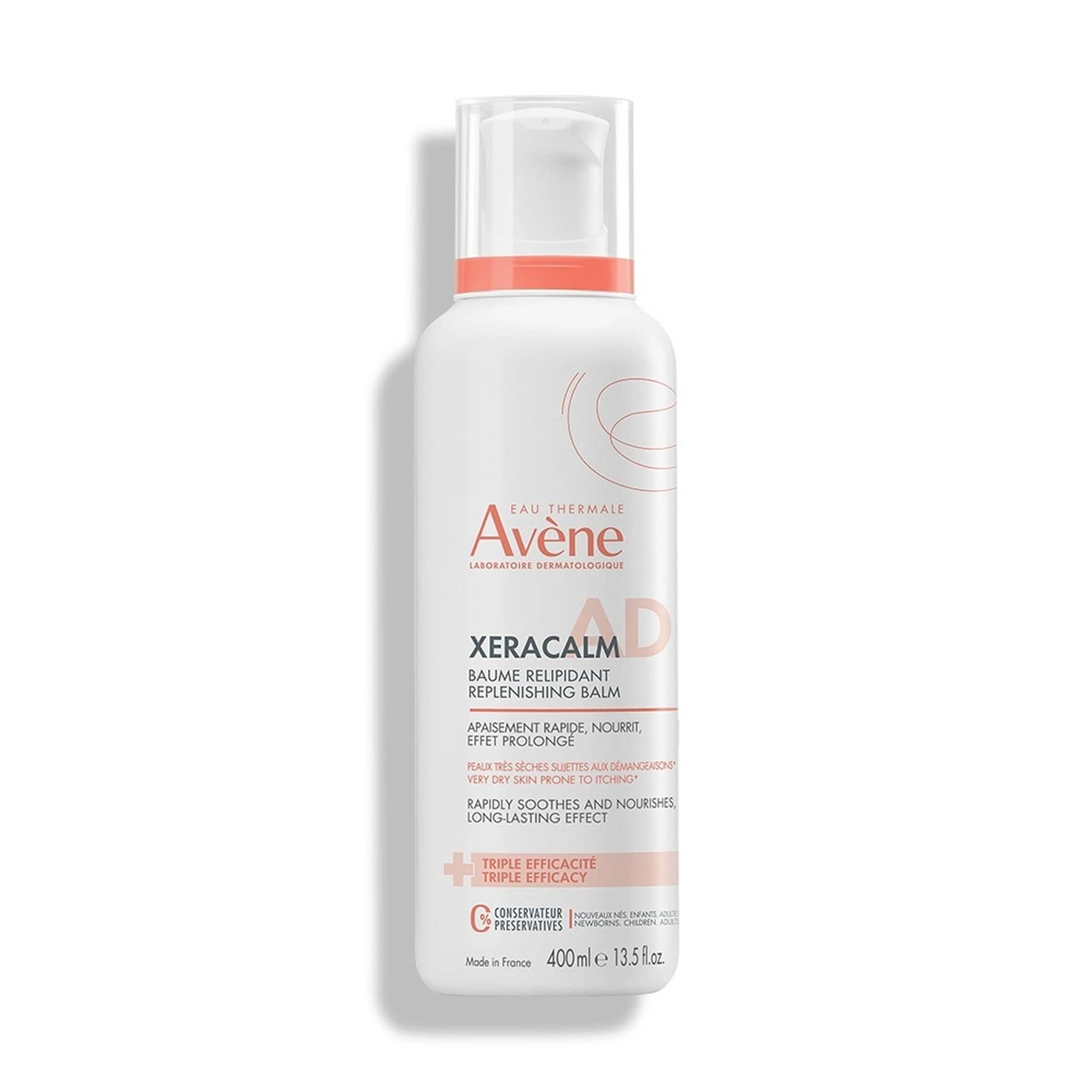 Avène XeraCalm AD Replenishing Balm 400ml for very dry skin prone to itching triple efficacy preservative-free