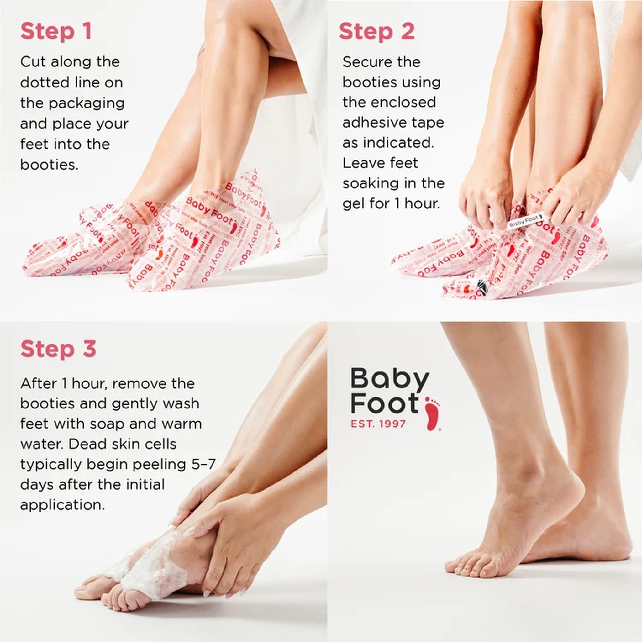 Baby Foot Original Foot Peel step by step application guide