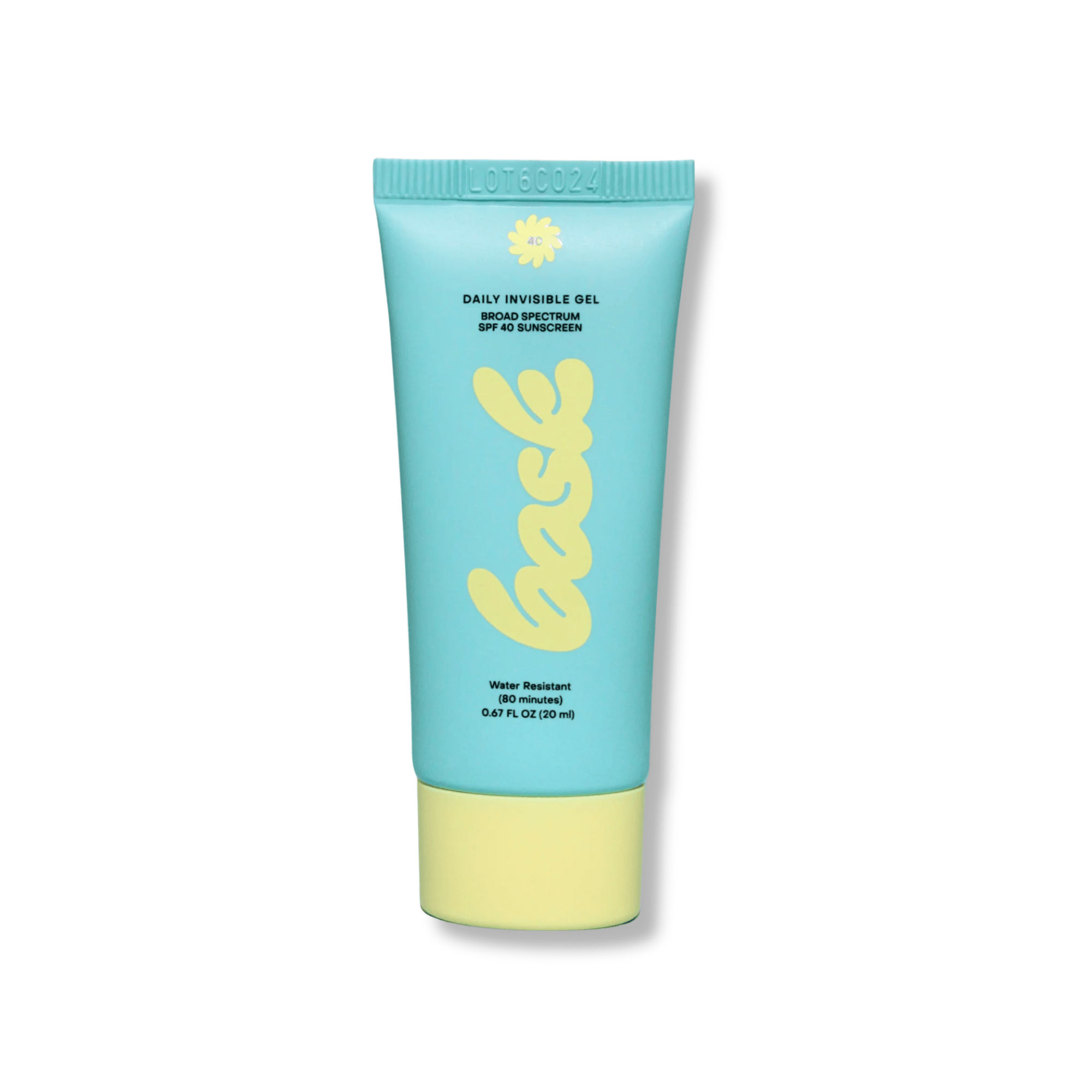 Bask SPF 40 daily invisible gel broad spectrum sunscreen mini travel size tube 0.67 fl oz 