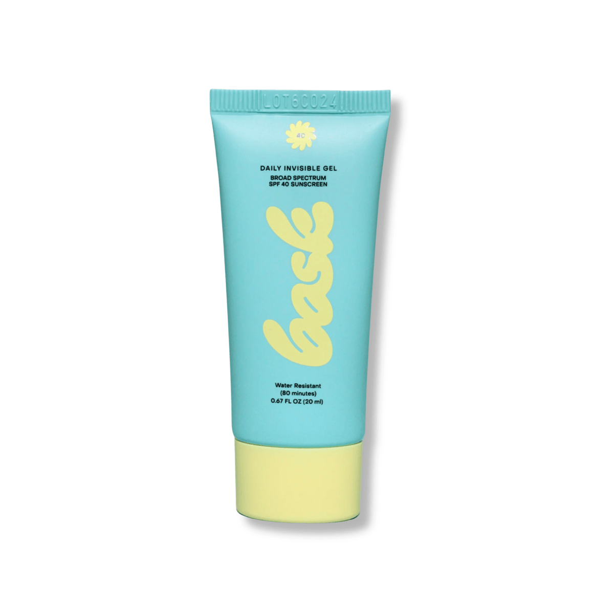 Bask SPF 40 daily invisible gel broad spectrum sunscreen mini travel size tube 0.67 fl oz 