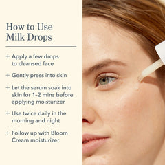Step by step guide for applying Milk Drops ceramide serum morning and night