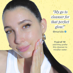 Customer testimonial showing glowing skin after using Milk Froth cleanser