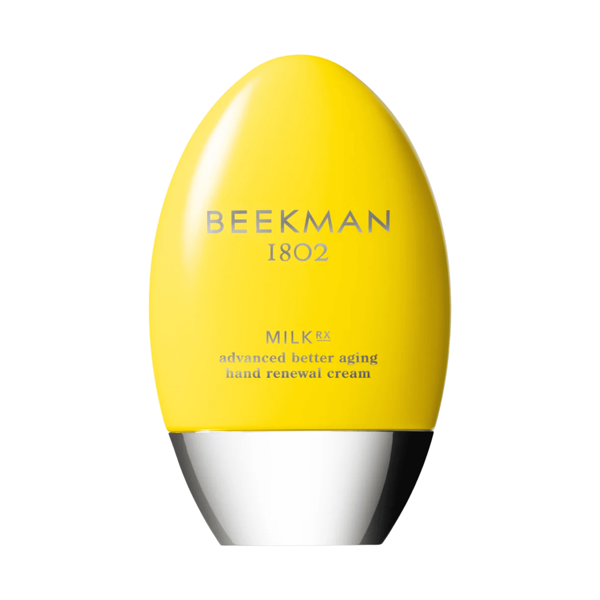 Beekman 1802 Milk RX advanced better aging hand renewal cream egg shaped bottle