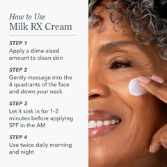 Step by step guide for applying Milk RX cream to face and neck