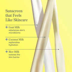 Goat coconut and rice milk ingredients in Solar Milk sunscreen that feels like skincare