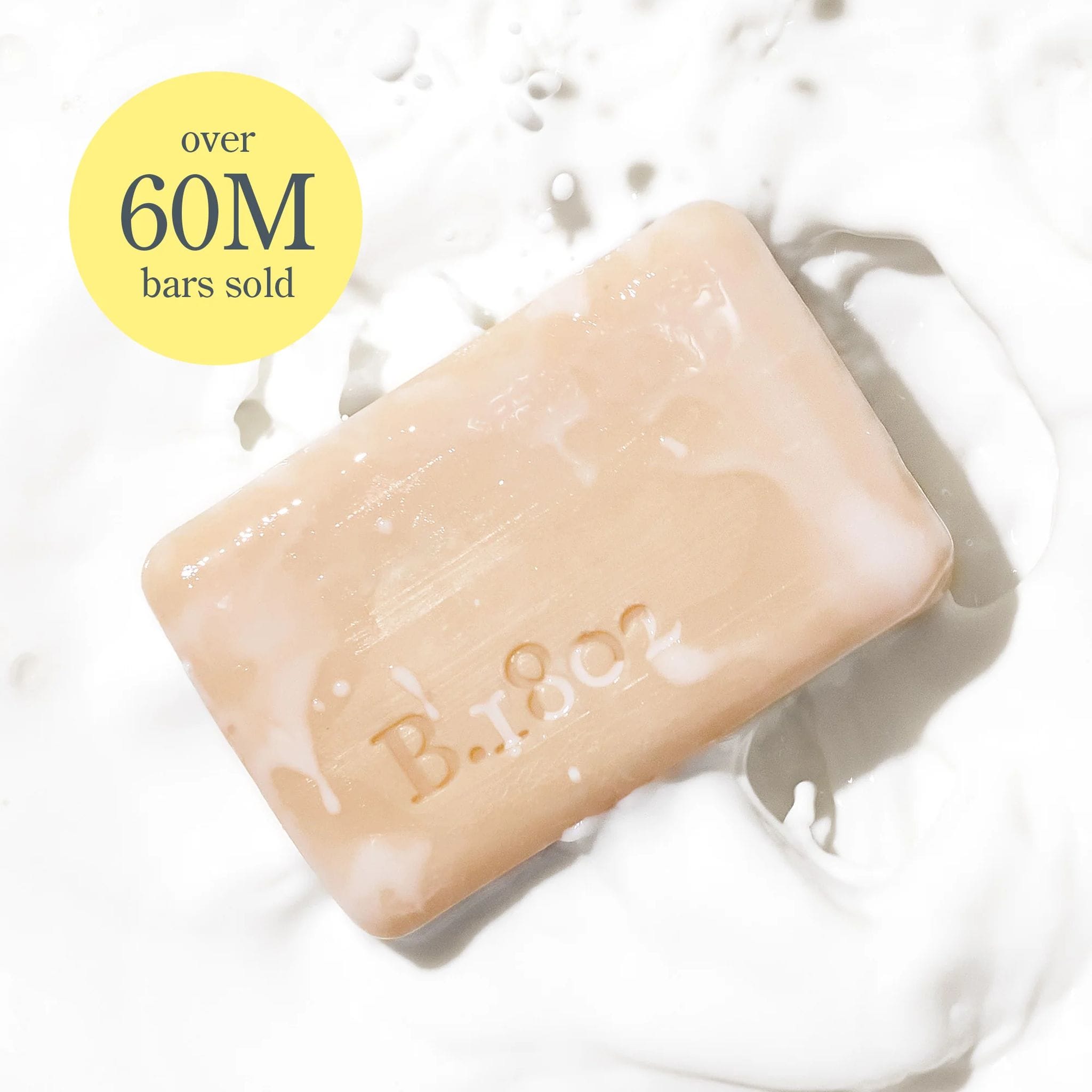 Goat milk soap bar with rich lather over 60 million bars sold