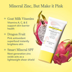 Goat milk and dragon fruit ingredients in Solar Milk mineral sunscreen