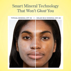 Solar Milk mineral sunscreen applied on skin and blended under makeup