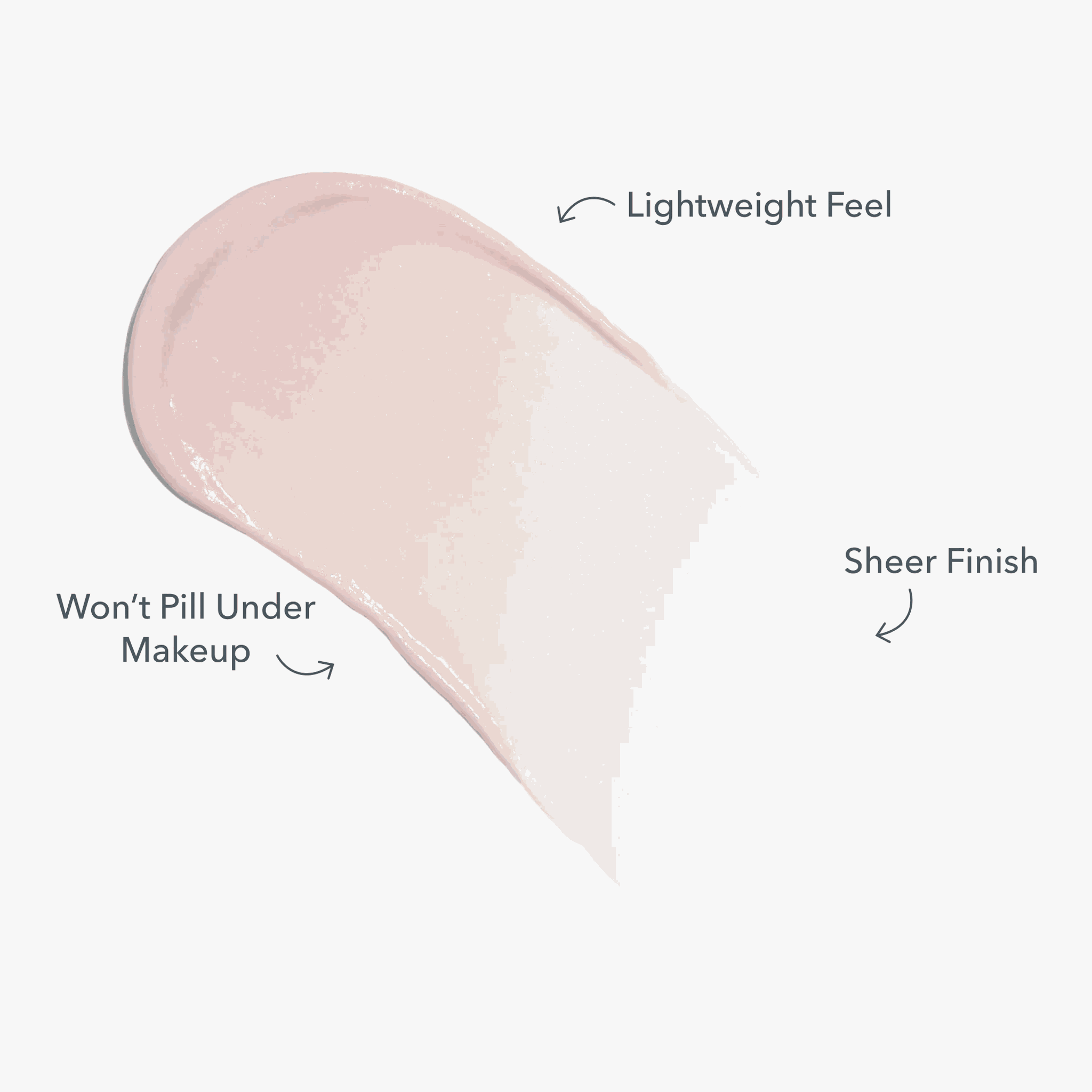 Lightweight sheer finish texture swatch that won't pill under makeup