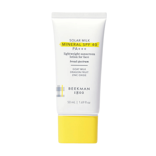 Beekman 1802 Solar Milk mineral SPF 40 face sunscreen tube