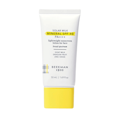 Beekman 1802 Solar Milk mineral SPF 40 face sunscreen tube