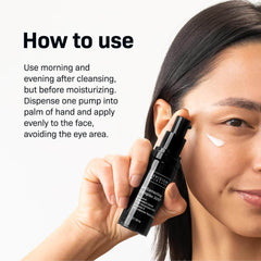 Person applying skincare product with text on how to use it