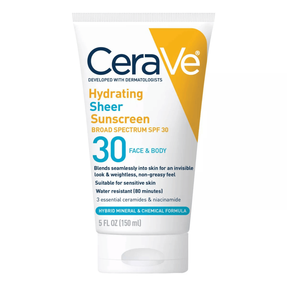 CeraVe Hydrating Sheer Sunscreen Broad Spectrum SPF 30 for Face & Body
