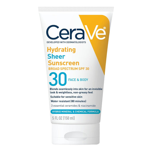 CeraVe Hydrating Sheer Sunscreen SPF 30 5 oz shop at Exclusive Beauty