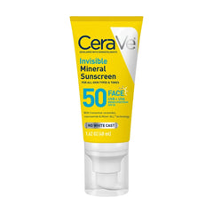 CeraVe Invisible Mineral Sunscreen SPF 50 face lotion 1.62 oz with ceramides and niacinamide for no white cast