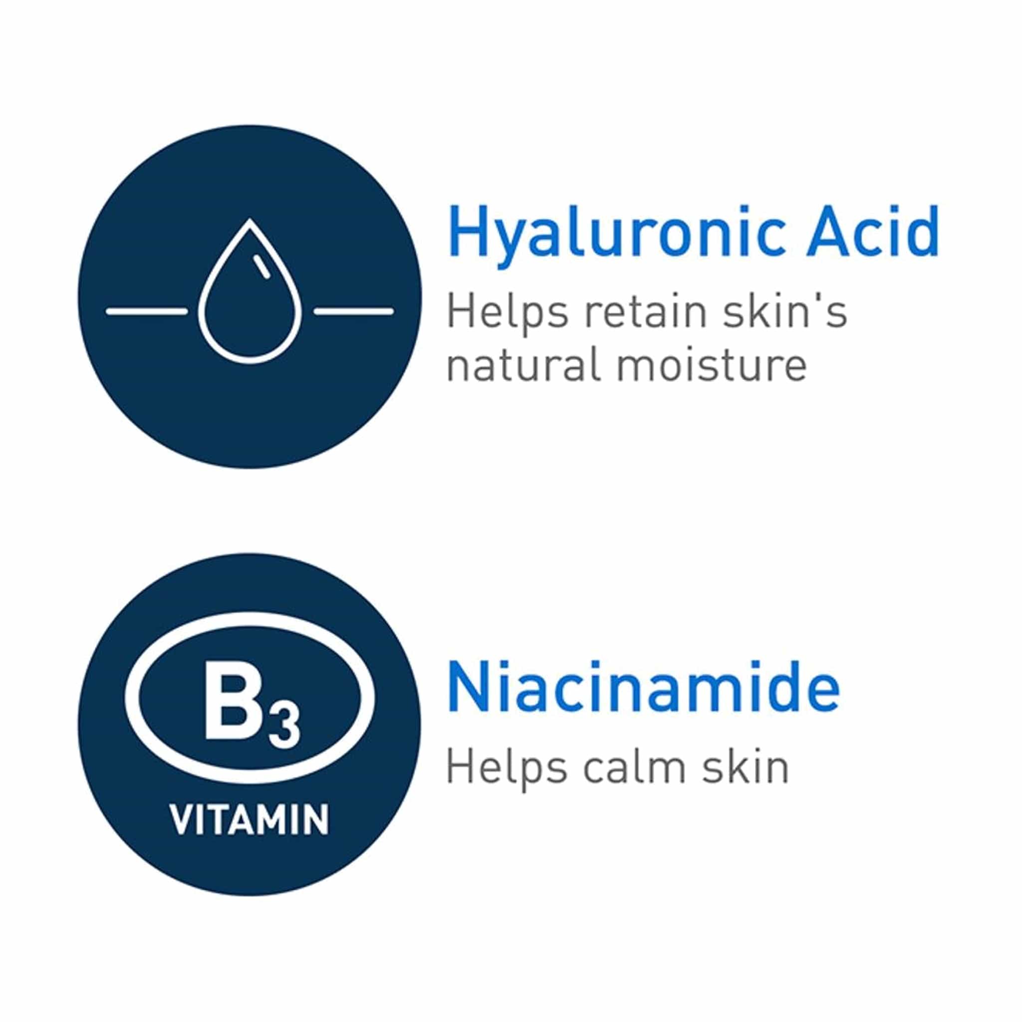 CeraVe retinol serum key ingredients hyaluronic acid to retain moisture and niacinamide vitamin B3 to calm skin