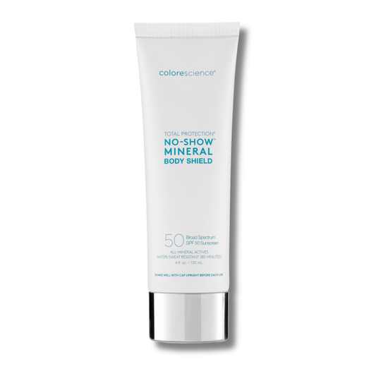 Colorescience Total Protection No-Show Mineral Body Shield SPF 50 broad spectrum sunscreen tube