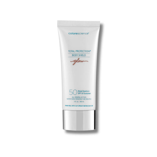 Colorescience Total Protection Body Shield Glow SPF 50 broad spectrum mineral sunscreen tube