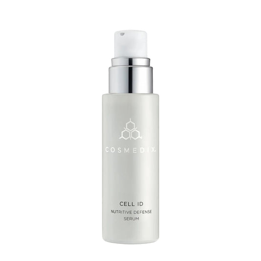 Cosmedix Cell ID nutritive defense serum pump bottle on white background