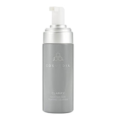Cosmedix Clarify salicylic acid foaming cleanser pump bottle on white background