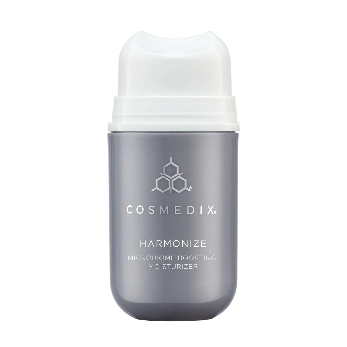 Cosmedix Harmonize microbiome boosting moisturizer bottle on white background