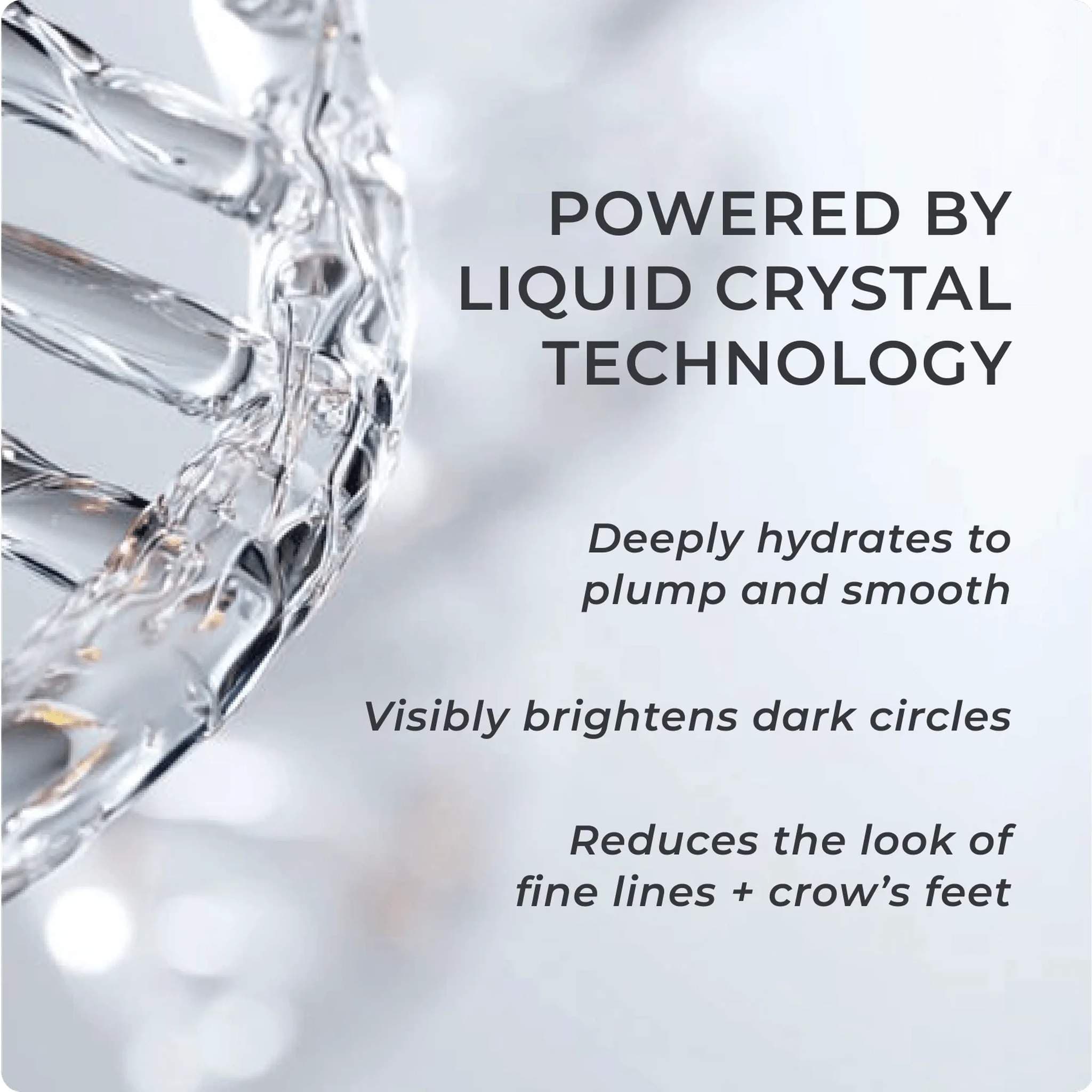 Cosmedix Opti Crystal eye serum liquid crystal technology benefits graphic