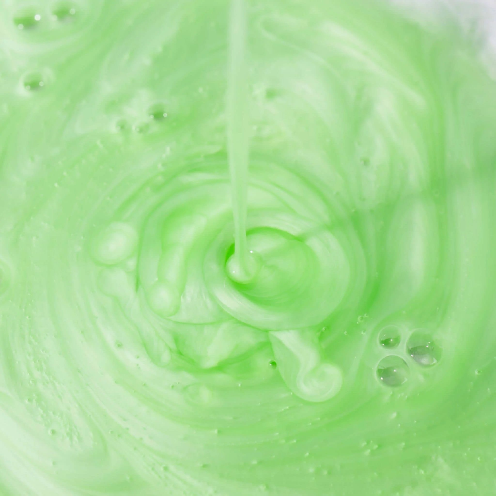 Cosmedix Purity Clean exfoliating cleanser's green gel swirling texture