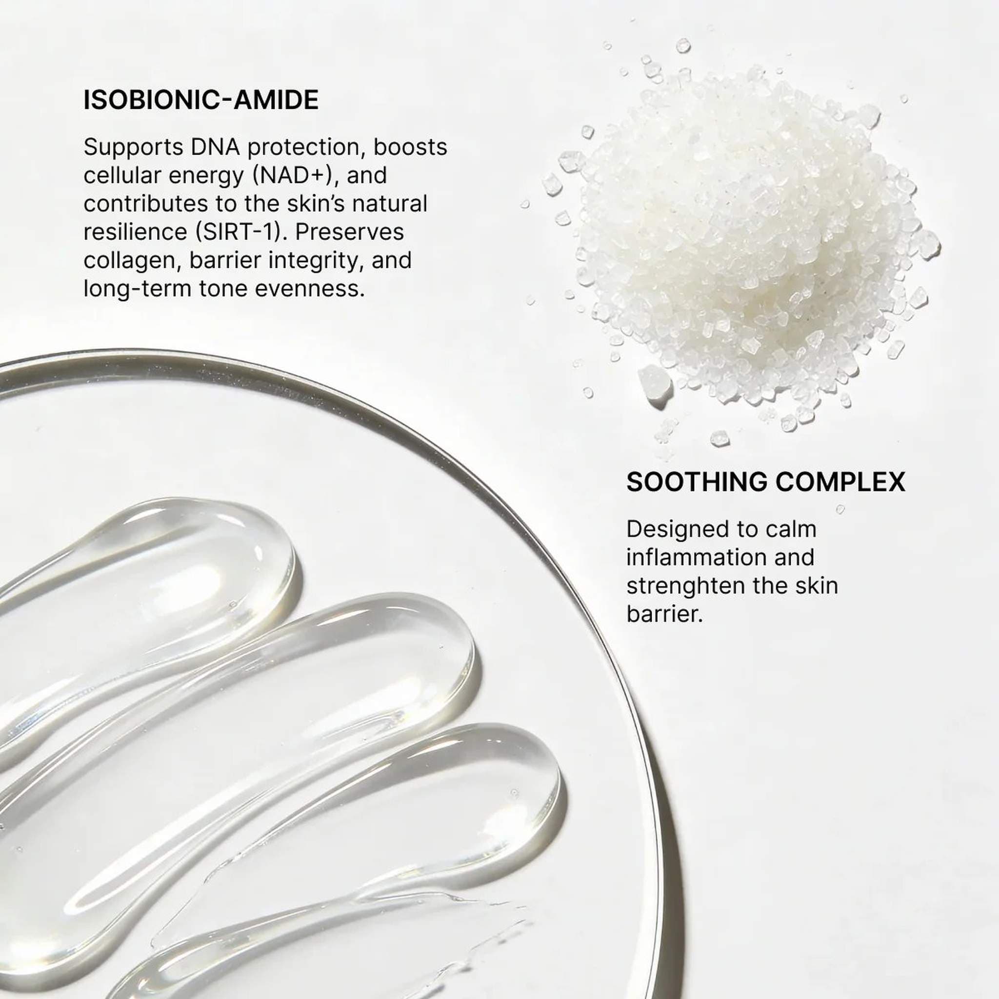 Isobionic-Amide and Soothing Complex key ingredients in Cyspera Ageless Face Cream supporting collagen and skin barrier resilience