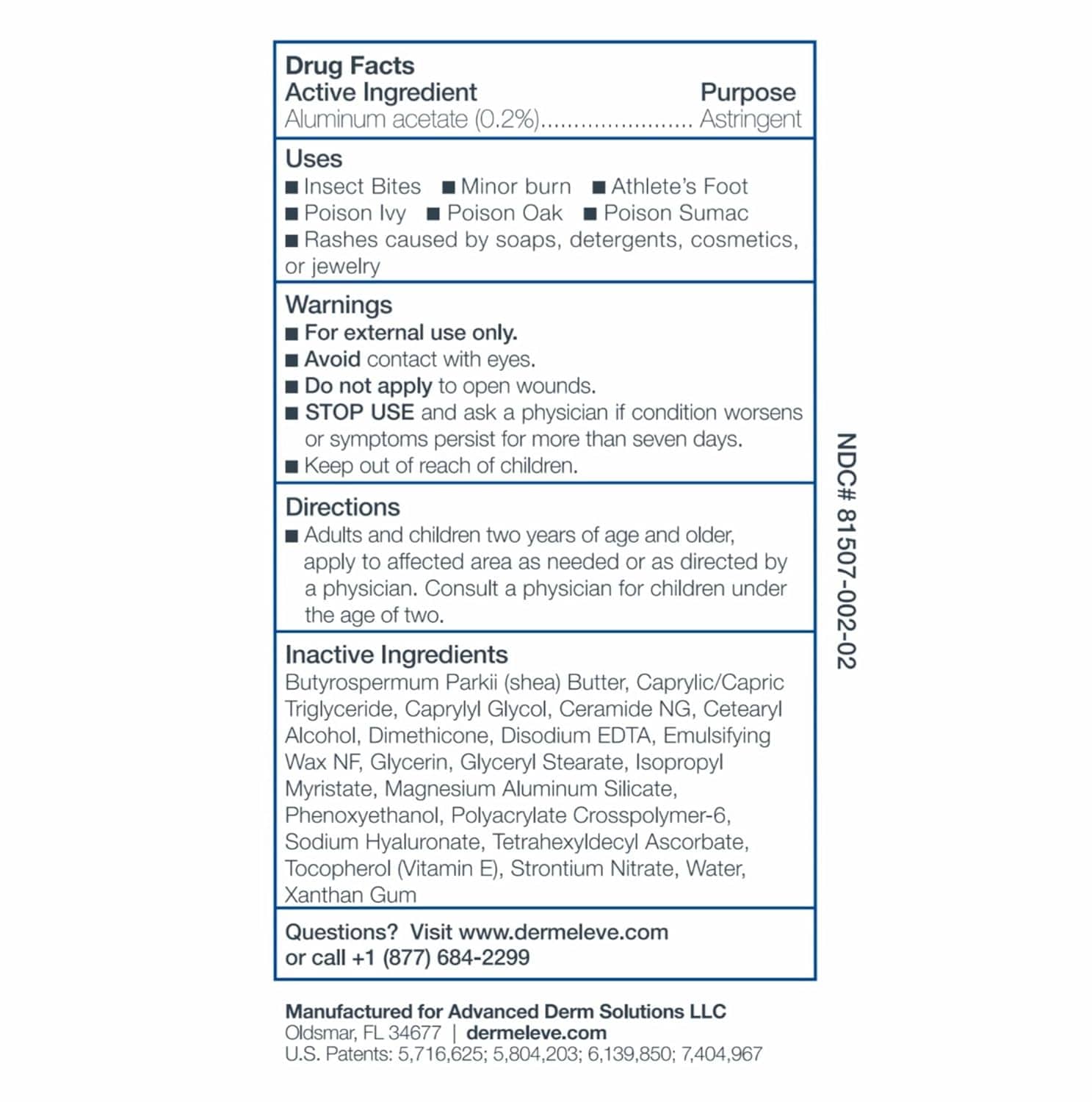 Dermeleve drug facts 5