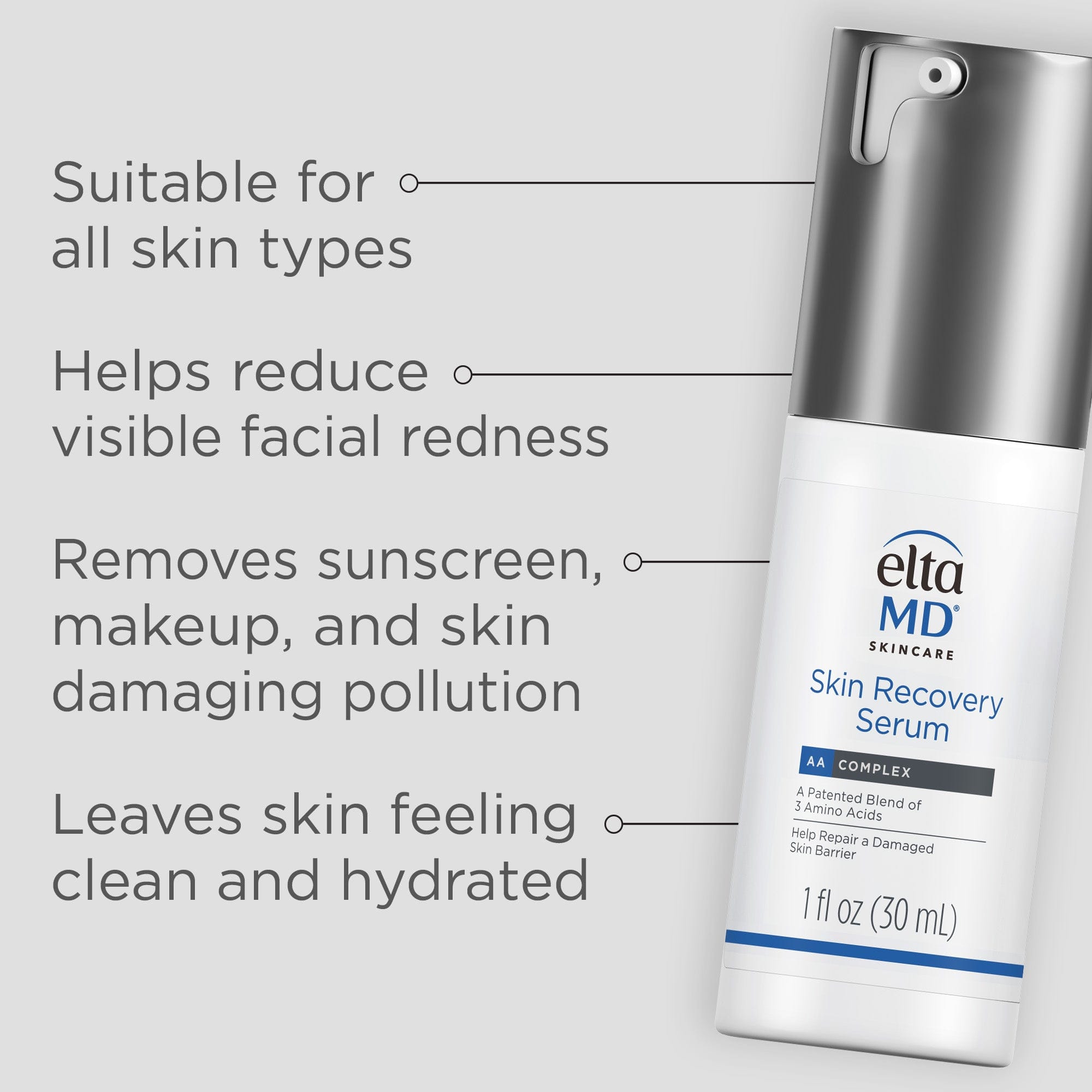 Key benefits of EltaMD Skin Recovery Serum for all skin types