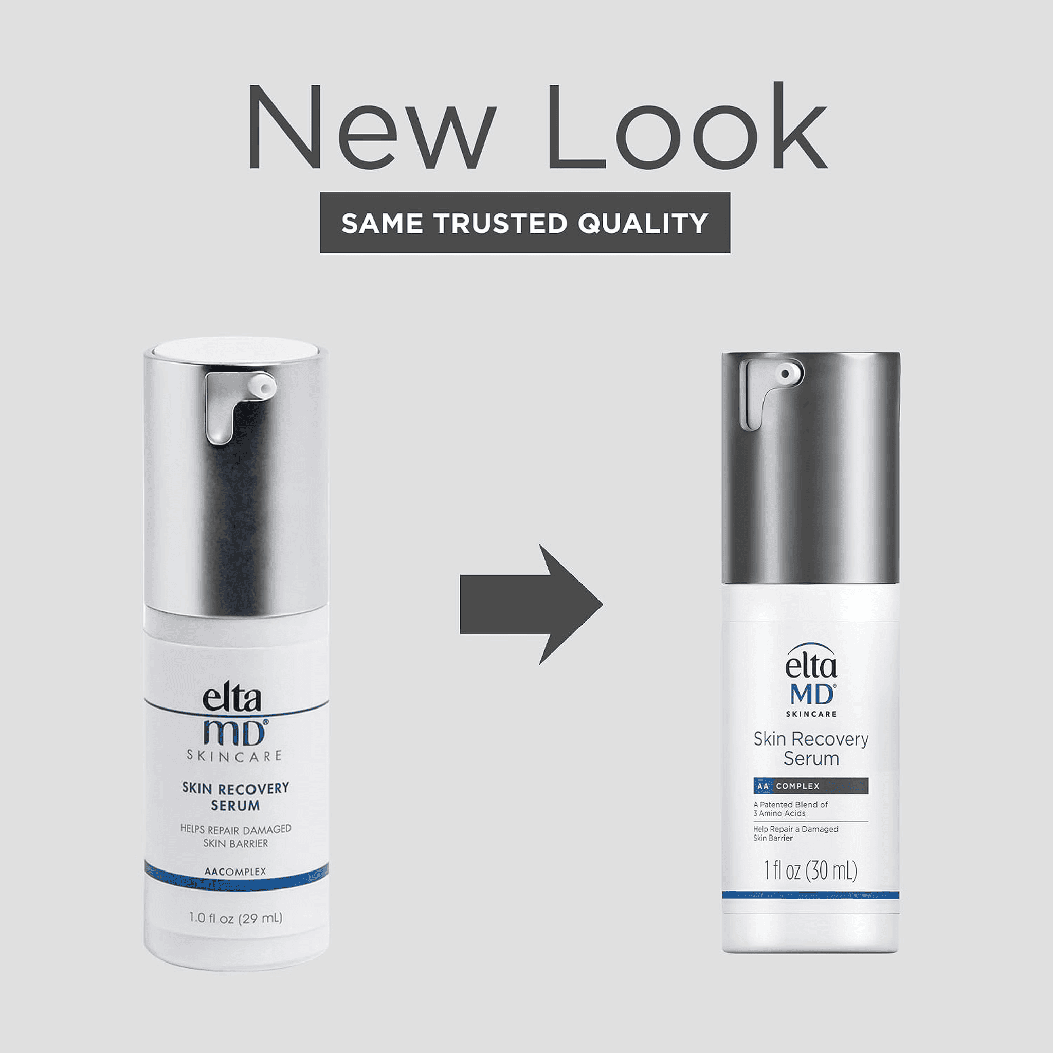 Old versus new packaging for EltaMD Skin Recovery Serum