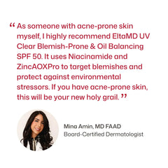Board-certified dermatologist testimonial for EltaMD UV Clear sunscreen