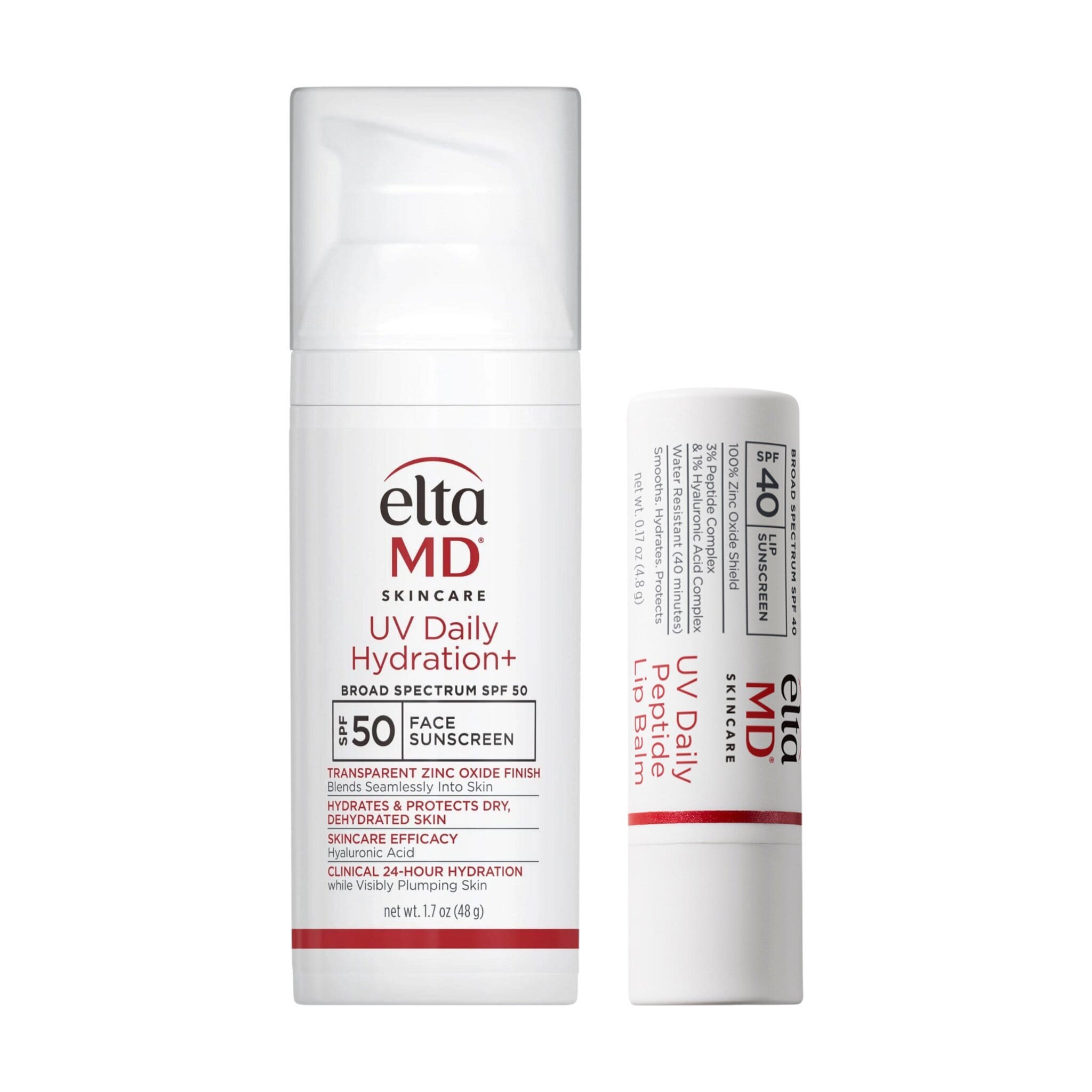 EltaMD UV Daily Hydration+ SPF 50 face sunscreen with peptide lip balm SPF 40