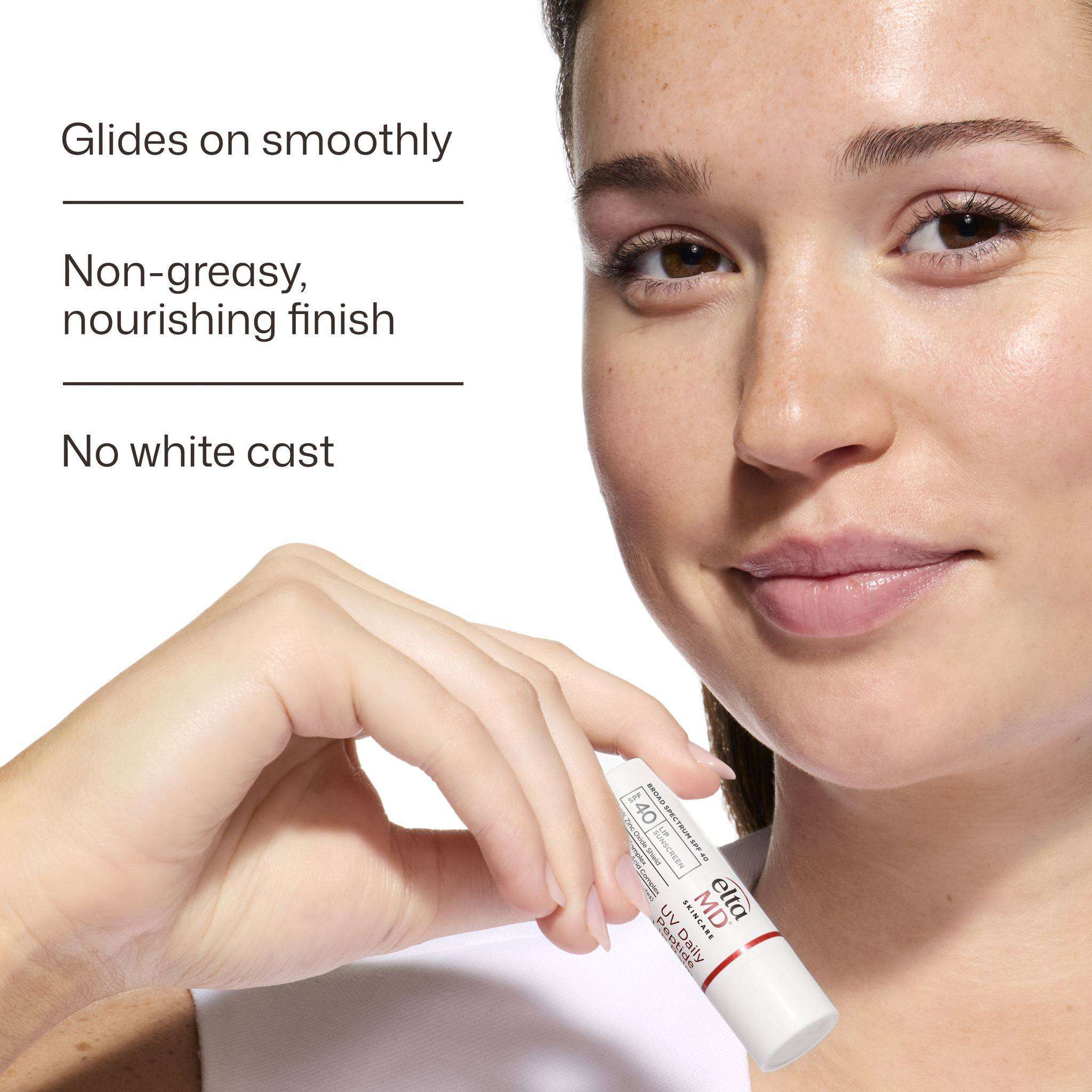 EltaMD UV Daily Peptide Lip Balm visibly smooths perfects and protects lips with non-greasy nourishing finish