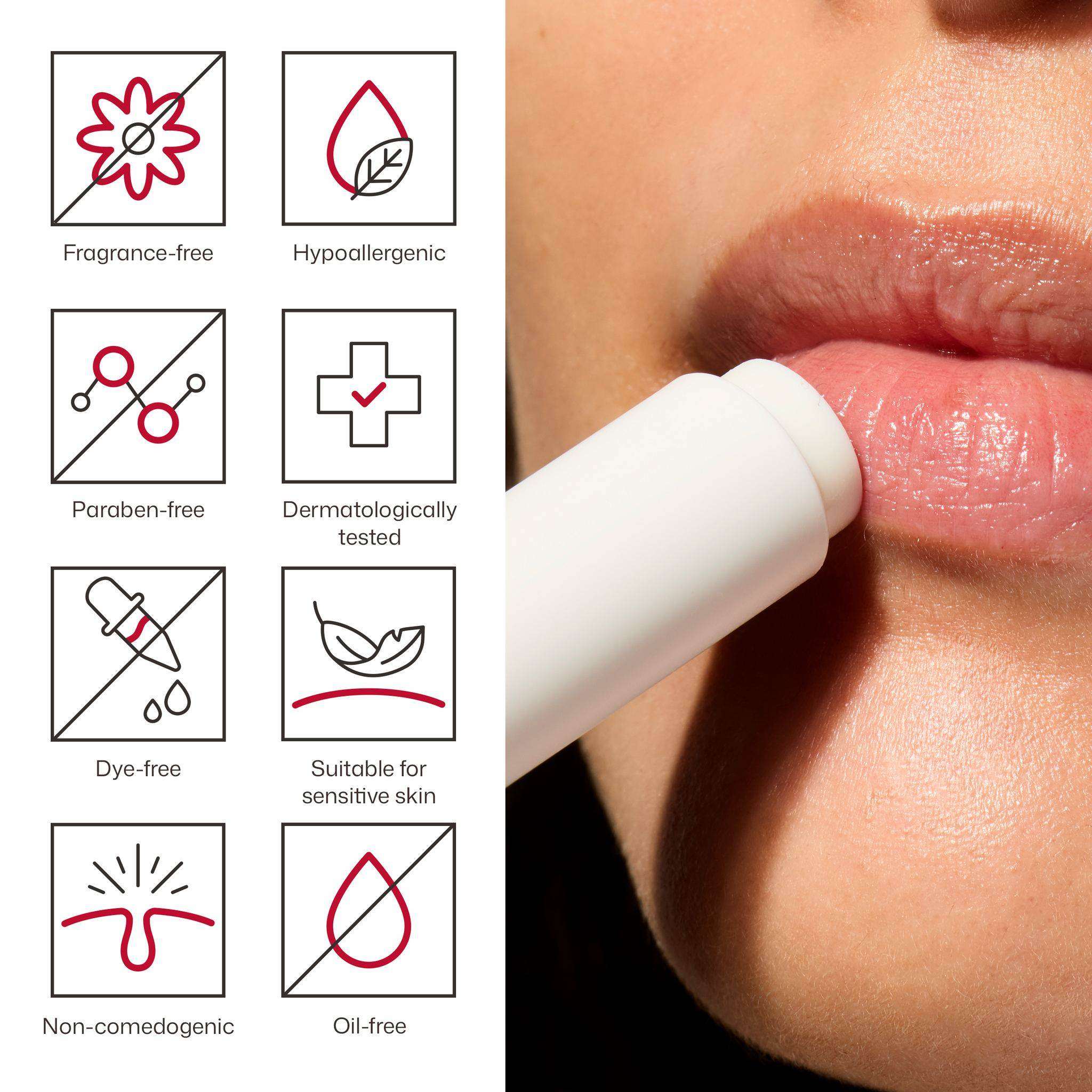 EltaMD UV Daily Peptide Lip Balm being applied to lips fragrance-free paraben-free hypoallergenic and non-comedogenic