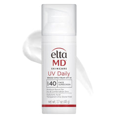 EltaMD UV Daily Broad Spectrum SPF 40 untinted face sunscreen pump bottle with Hyaluronic Acid and Transparent Zinc Oxide