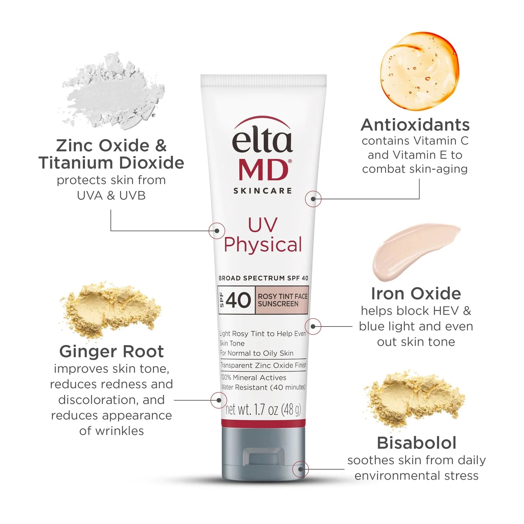 EltaMD UV Physical SPF 40 Rosy Tint Face Sunscreen shop at Exclusive Beauty