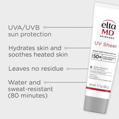 EltaMD UV Sheer SPF 50+ sunscreen benefits UVA UVB protection and hydration