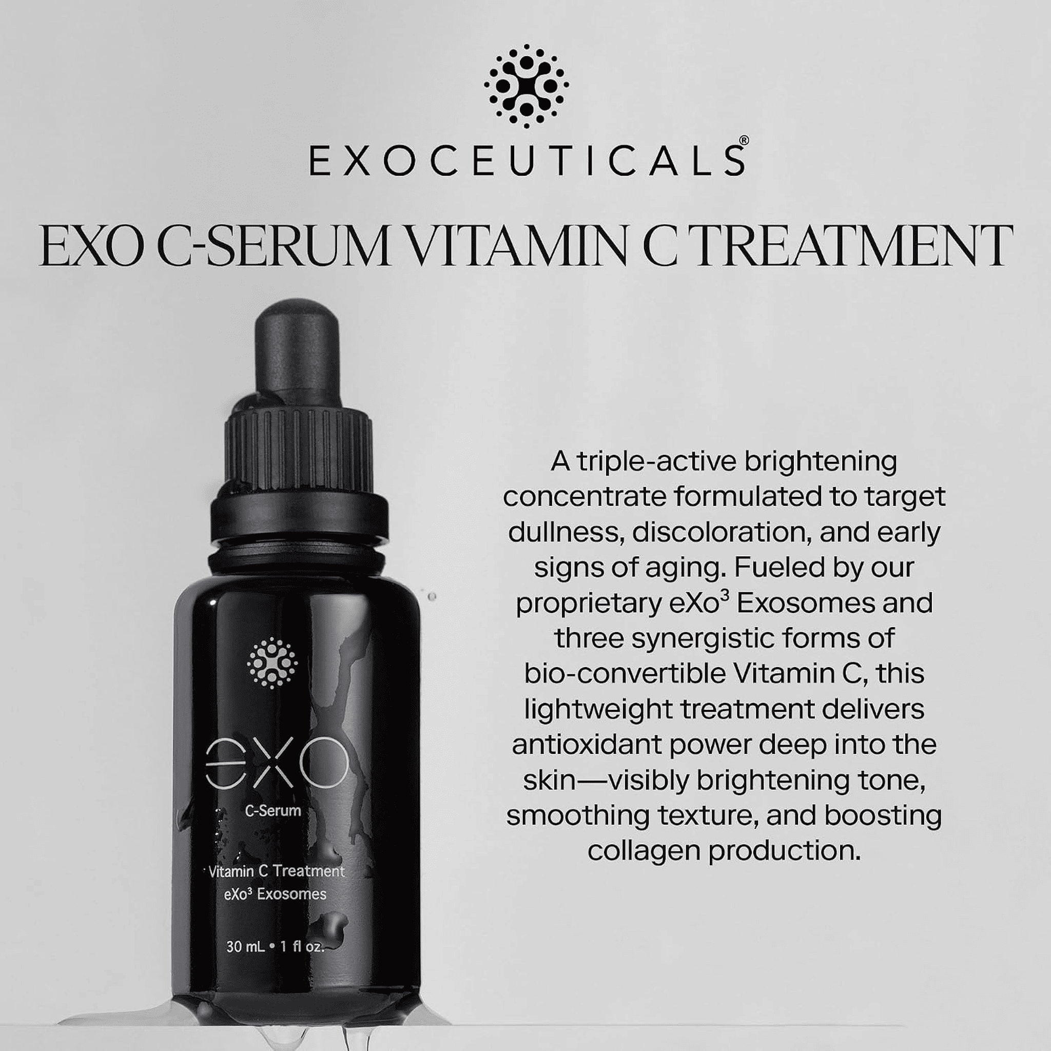 Exo C-Serum vitamin C treatment dropper bottle by Exoceuticals