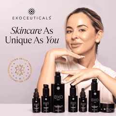 Exoceuticals skincare collection featuring Exo Sun after-sun treatment lineu