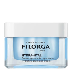 Filorga Hydra-Hyal hydrating plumping face cream jar with white lid on white background
