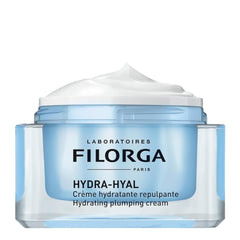 Filorga Hydra-Hyal hydrating plumping cream open jar showing rich white cream texture
