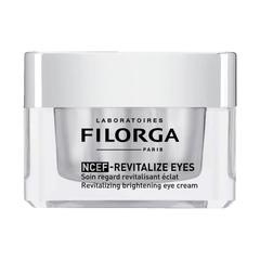 Filorga NCEF-Revitalize Eyes brightening eye cream jar closed front view on dark background