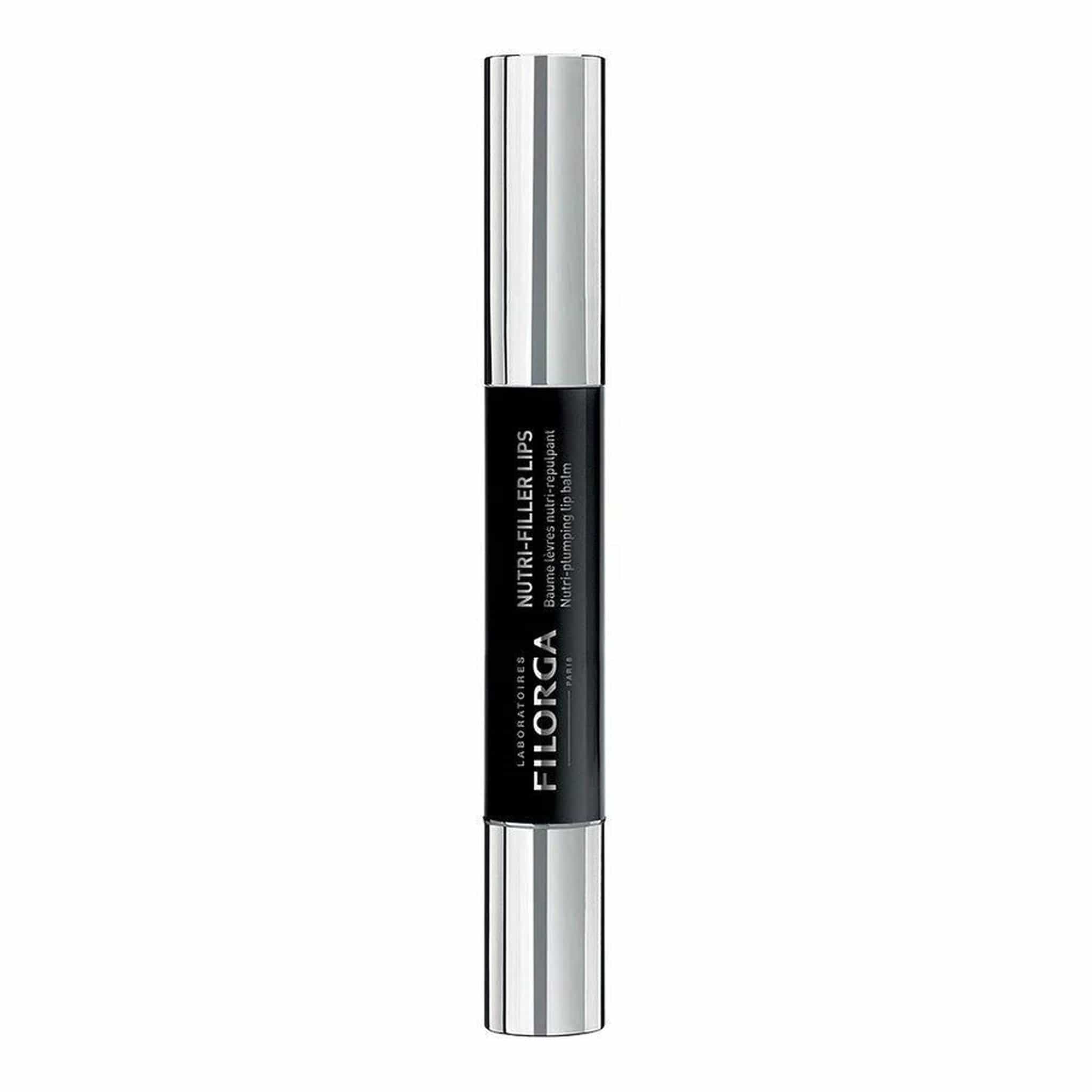 Filorga Nutri-Filler Lips nutri-plumping lip balm silver and black tube on white background