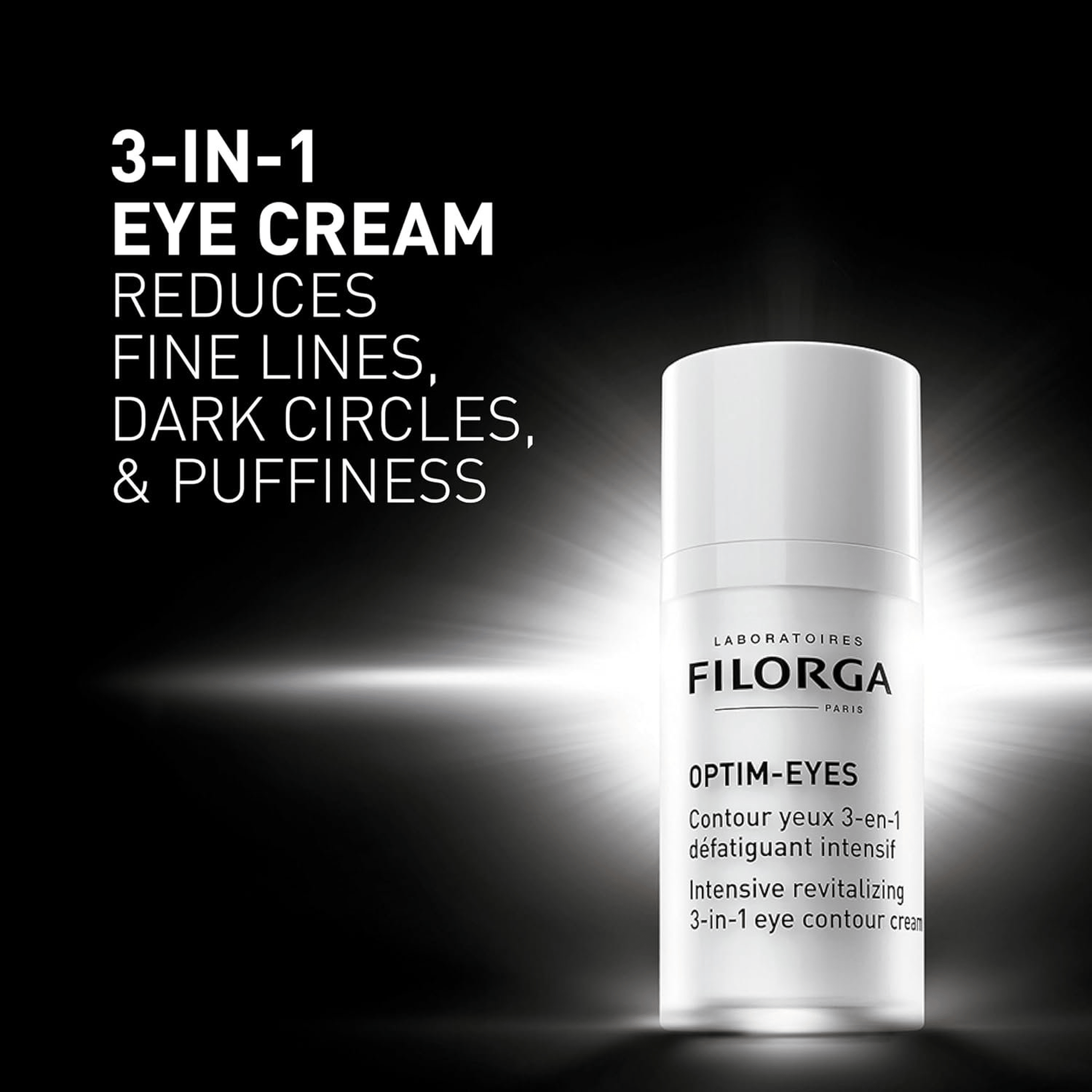 Filorga Optim-Eyes 3-in-1 eye contour cream reduces fine lines dark circles and puffiness